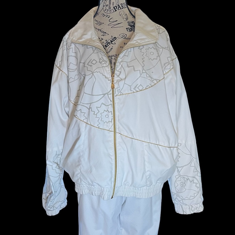 Rare Find❣️ FILA Vintage White with Gray Print & Gold Tracksuit, Women’s Size 14 - Picture 3 of 13
